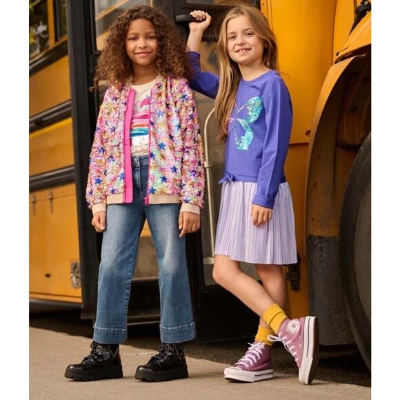 Hatley Girls Stretch Denim Wide Leg Pants Heart Pockets Girls Size 3 $50 - Picture 10 of 14